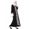 Embroidered abaya - Black & White